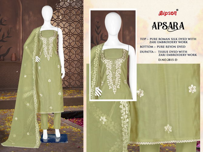 Apsara 2815 By Bipson Roman Silk Embroidery Dress Material Wholesale Shop In Surat